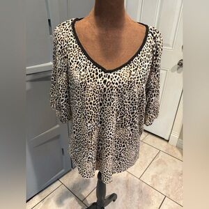 Chico's Leopard Print V-Neck Tunic - Beige & Black
